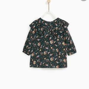 Black floral Zara Ruffle Dress